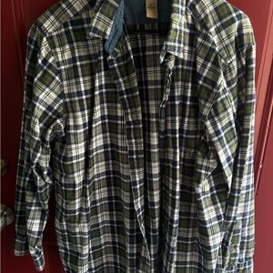 Men's Casual Plaid Button-Down Shirt - Navy, Olive & White